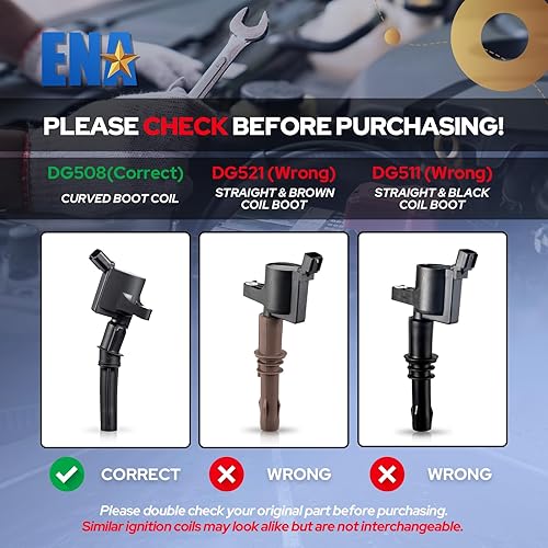 Miniatura 2 de ENA Paquete de 8 bobinas de encendido y bujía compatibles con Mercury Ford Mustang Crown Victoria E150 E250 Expedition Explorer F150 Navigator Town