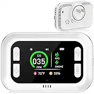 6 in 1 Carbon Monoxide Detectors Plug-in, Smoke Detector & Natural Gas Detector/Alarm with Battery Backup, HD Digital Screen for CO, Gas, Smoke, Temp, Humidity - Home Safety for House, RV, Apartment