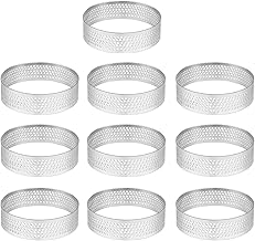 PRIZOM 10Pcs 4.5cm Round Stainless Perforated Seamless Tart Ring Quiche Ring Tart Pie Tart Ring with Hole Tart Shell Ring