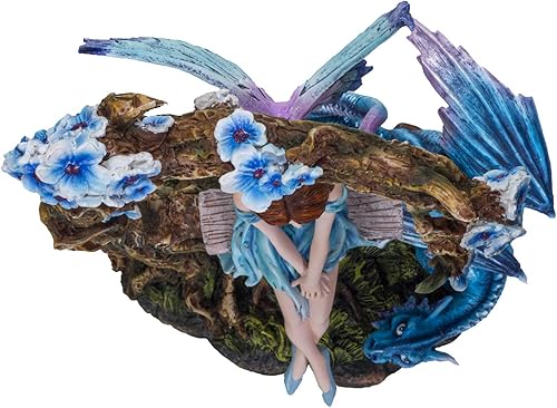 Miniatura 3 de Pacific Giftware FairyTate Fantasy Fairy on The Swing con Dragón Figura decorativa de resina coleccionable