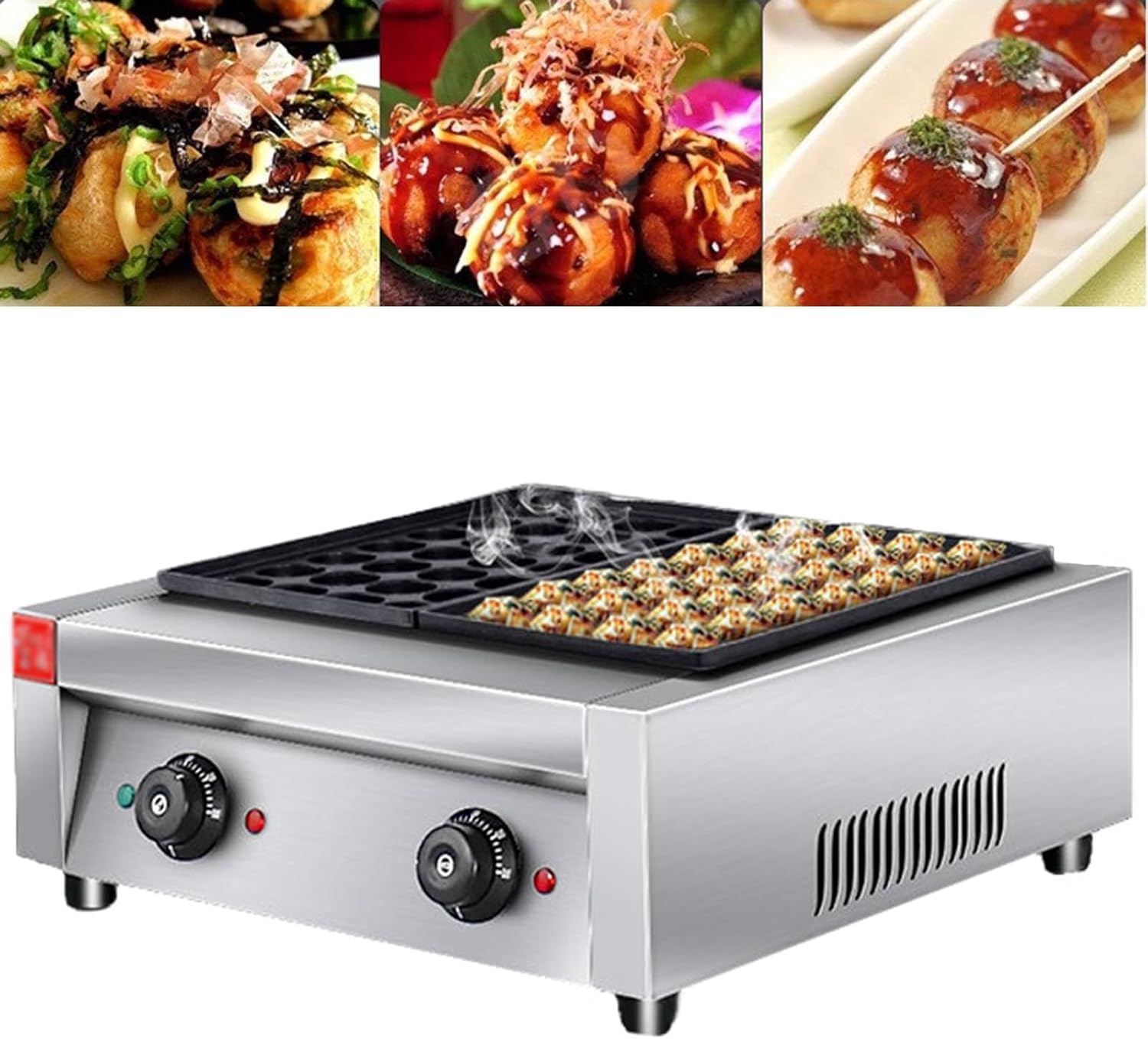 à takoyaki professionnelle, électrique à boulettes de poulpe, avec poêle antiadhésive et température réglable, idéale le petit-déjeuner et les stands de restauration.