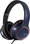 LORELEI X8 Casques filaires avec micro avec ligne de nylon sans angle de 1,45 m et prise 3,5 mm, léger pliable & Casques portables pour Smartphone, Tablette, Ordinateur,Mp3/4(Bleu foncé)