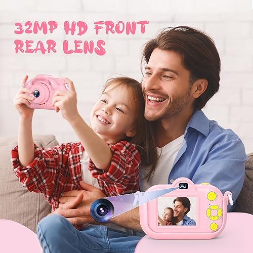 Miniatura 4 de Cámara para niños, cámara de video digital HD 1080P para niños y niñas, cámara selfie de 32 MP para niños de 3 a 9 años, cámara portátil de juguete