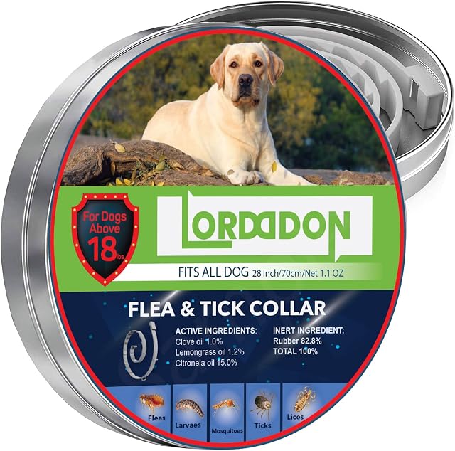 LORDDDON Dog Flea and Tick Collars with Clips Reflectors Flea and Tick Treatment Large-Medium-Small with Ajustabile Design 8 Months