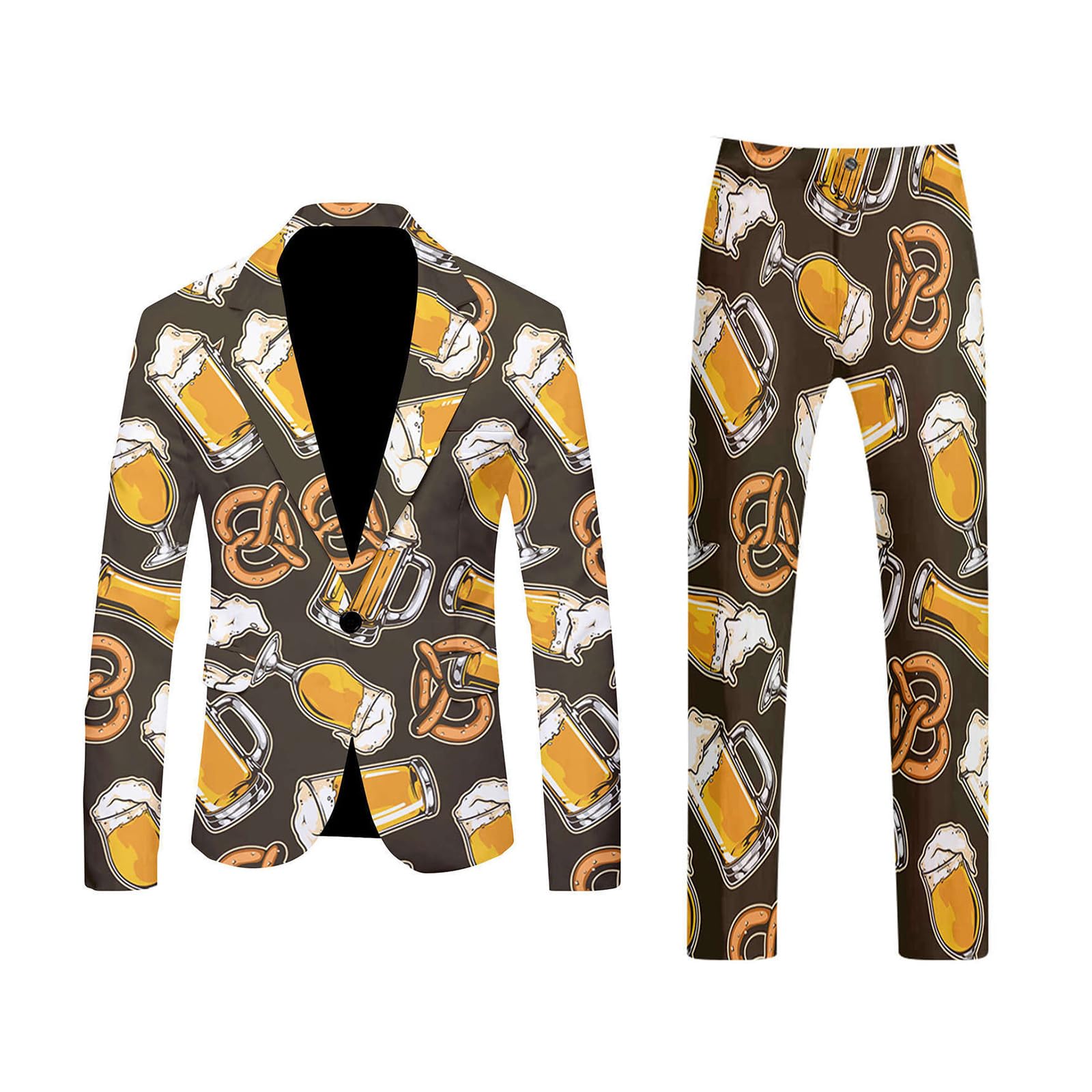 ENEN 3D Vestito da Uomo, 2 Pezzi, Slim Fit, da Uomo, Divertente, con Stile Bar 3D, Elegante Giacca con Pantaloni, Abito da Sposa, Moderno, per Feste