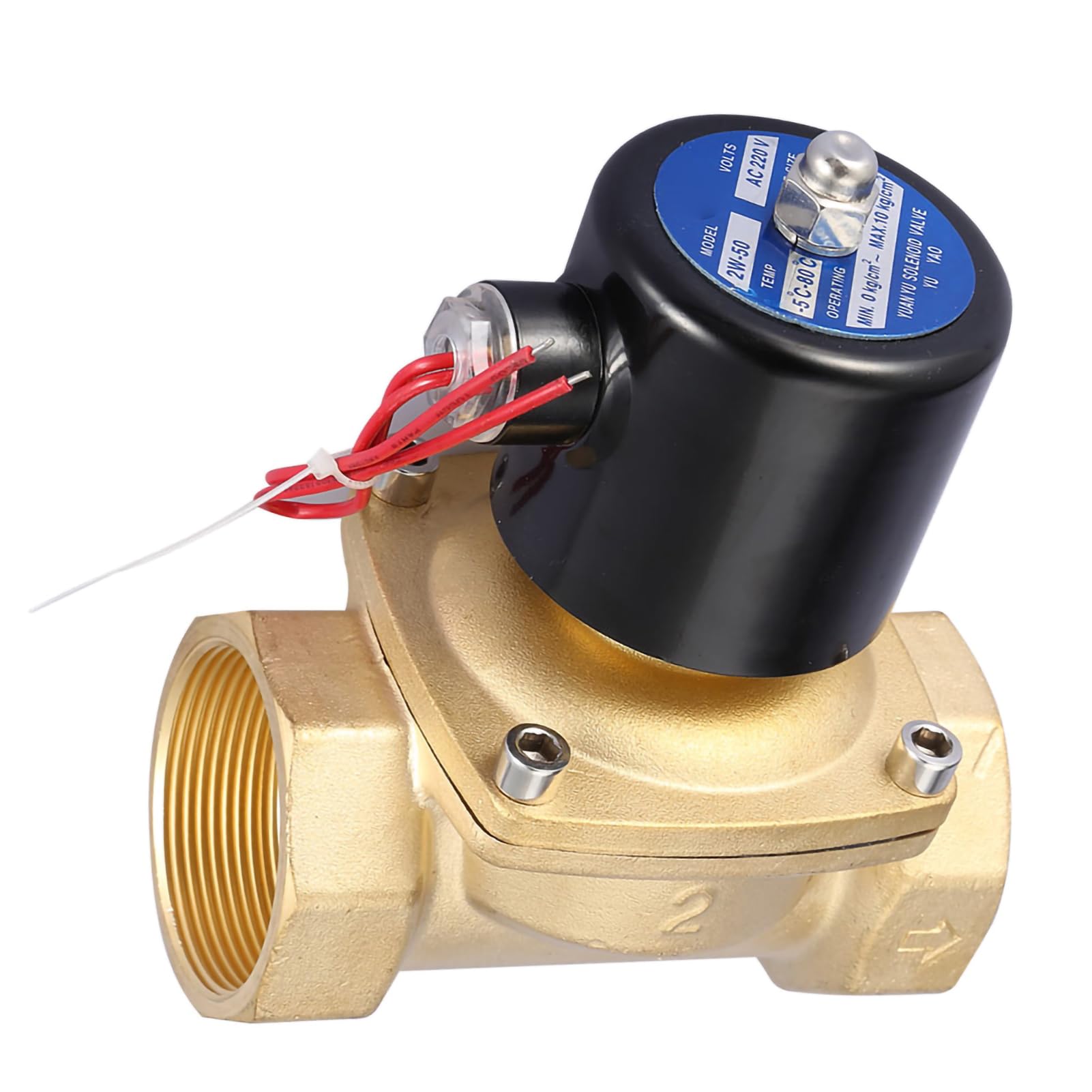 2 Zoll DN50, Normalerweise Geschlossenes Elektrisches Magnetventil, 220 V AC – Messinggehäuse, Wasser- und Flüssigkeitssteuerung – Automatisches Absperrventil für Bewässerung und
