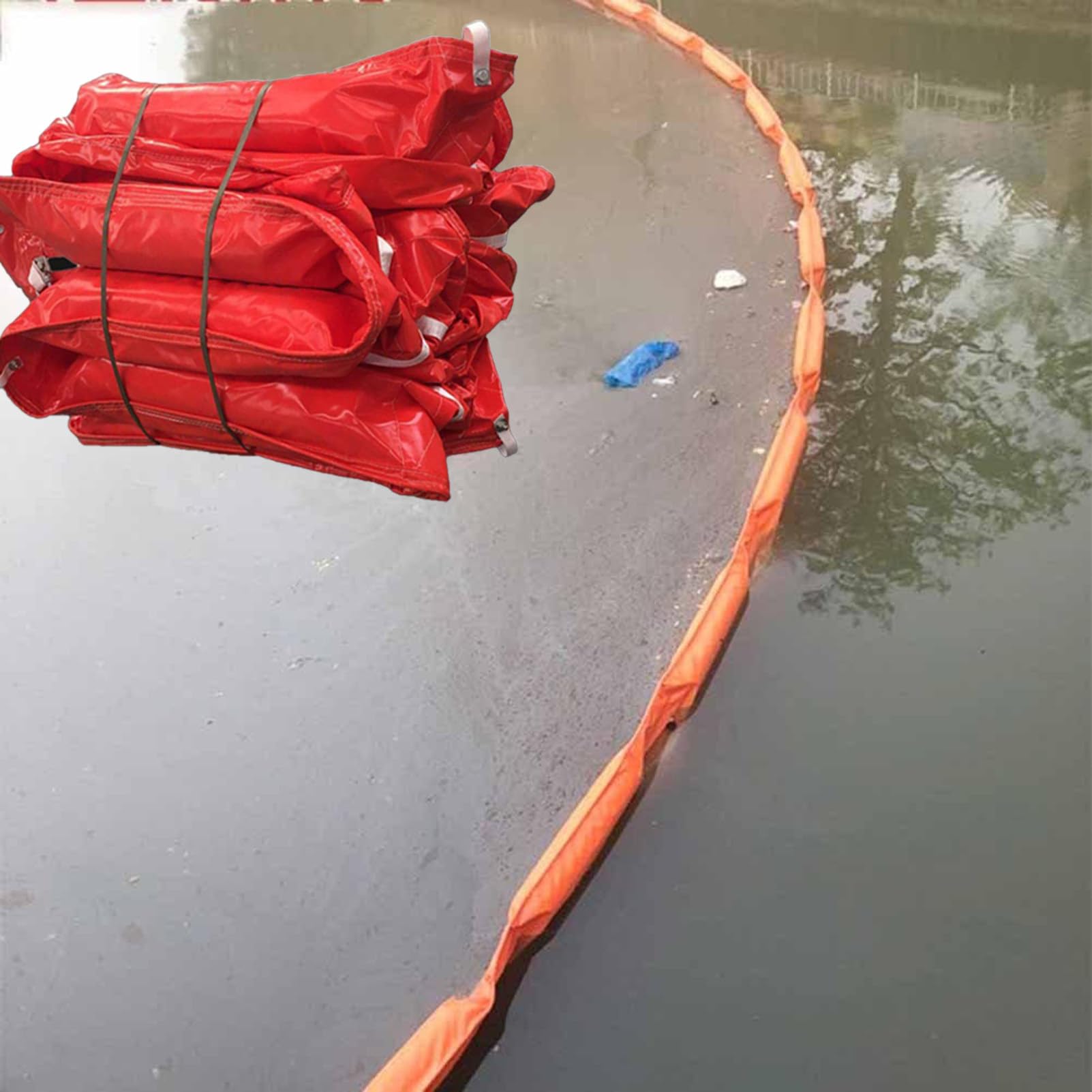 Asta pieghevole in PVC per contenimento olio, barriera galleggiante per il controllo delle fuoriuscite di petrolio in fiumi, porti, laghi e moli