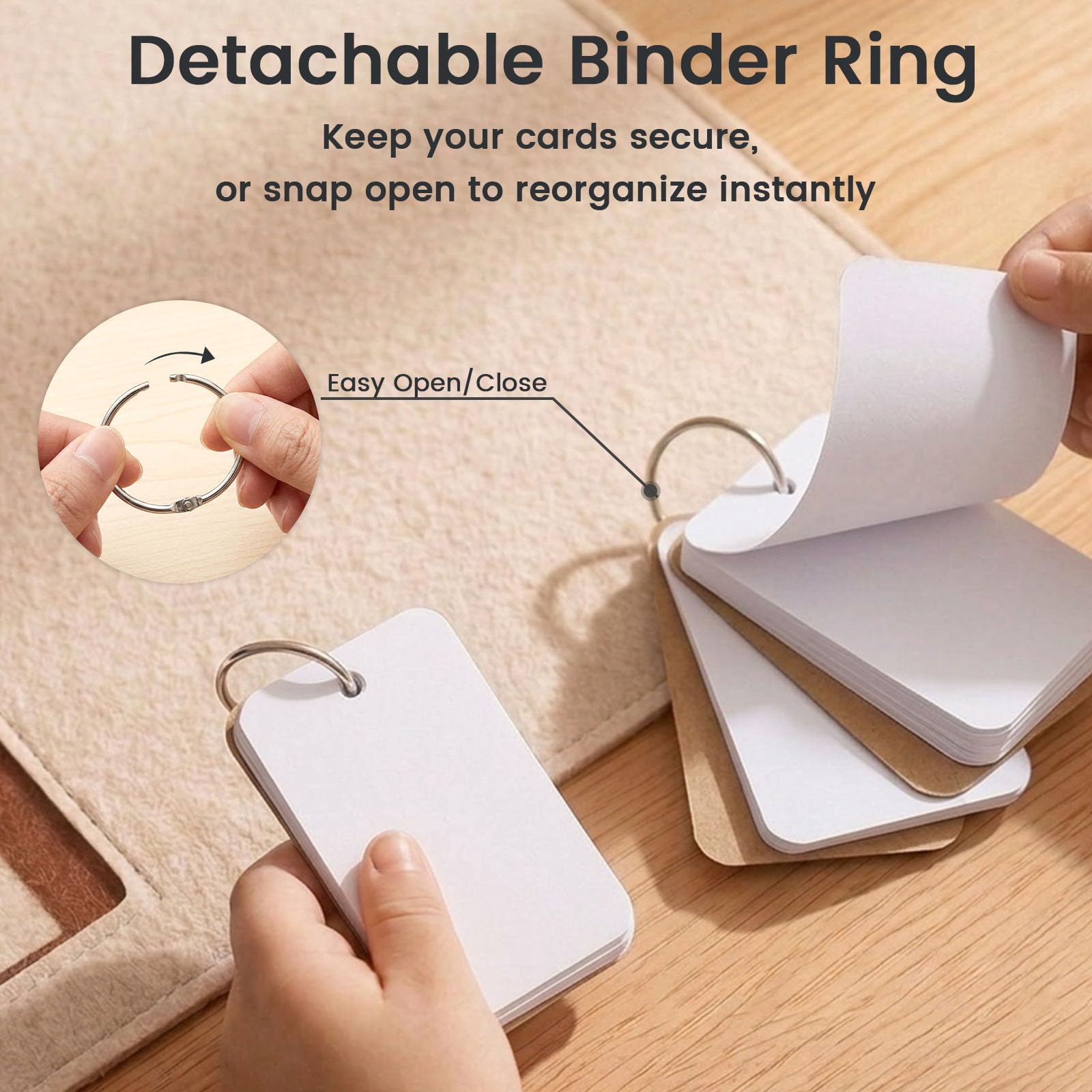 gkood Flash Karten Ring, 300 Teile 5,6 x 8,9 cm Karte Papier Studie Karten Unlinierte farbigen Seiten mit Binder Ring (weiß, 50 Blatt, Pro Set)