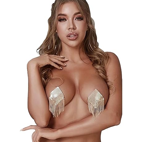 Sexy Gold Metal Nipple Pasties With Tassel And Nipple Covers