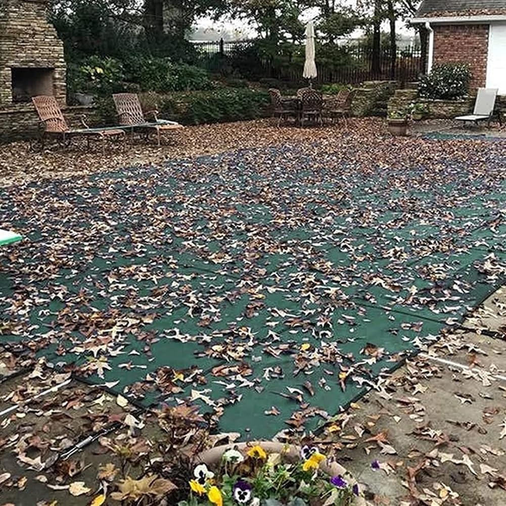 Cubierta de seguridad para piscina, protector de malla permeable con anclajes para piscinas enterradas