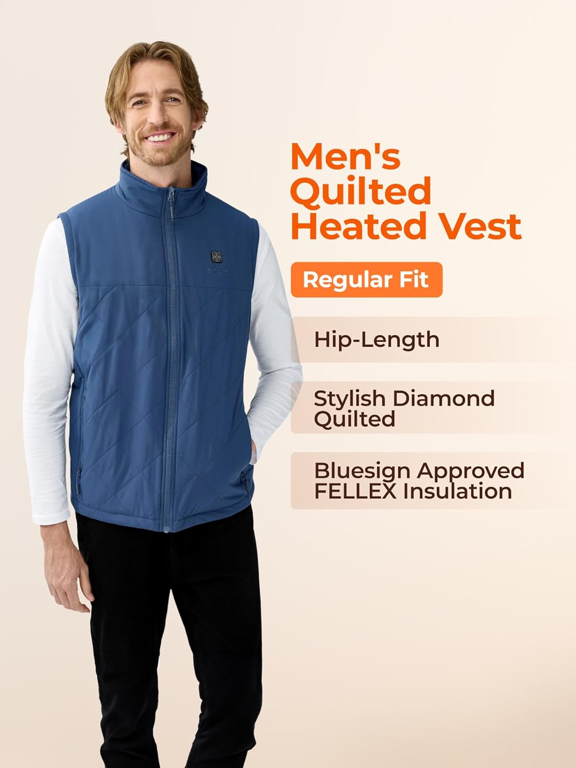 ORORO Men's Heated Quilted Vest with Heated Collar, Lightweight Quilted Heating Vest with USB-C Rechargeable Battery - Image 7