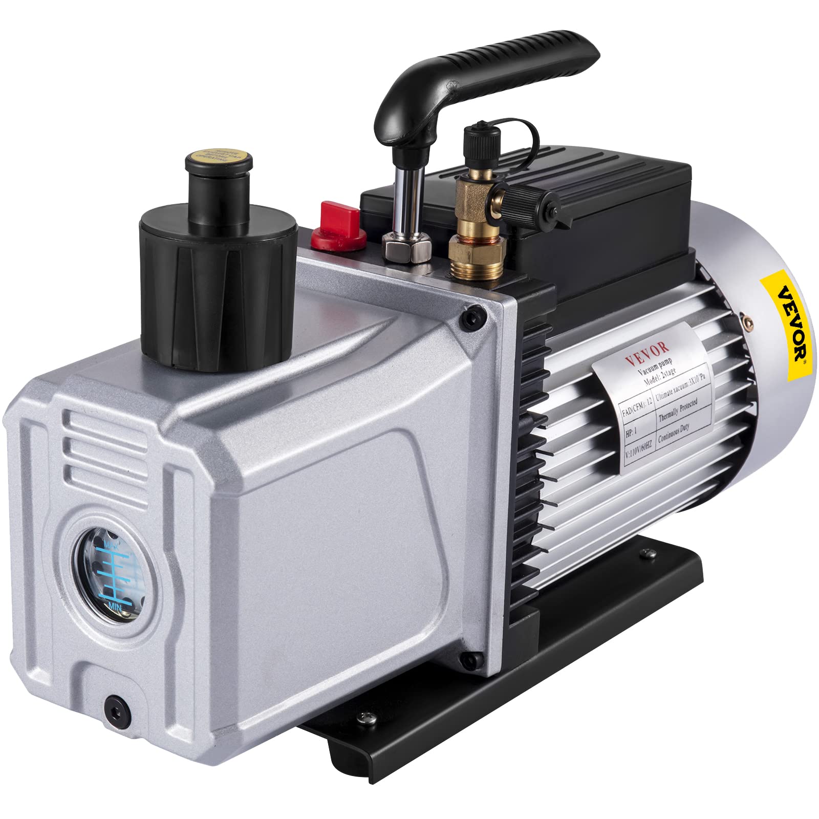VEVOR Pompa per Vuoto 42,4 x 25,4 x 16 cm Pompa per Vuoto ad Alta Efficienza 339,8 L/min 5 Pa Ideale per Il Condizionamento Domestico, La Manutenzione Automobilistica, L'imballaggio Sottovuoto