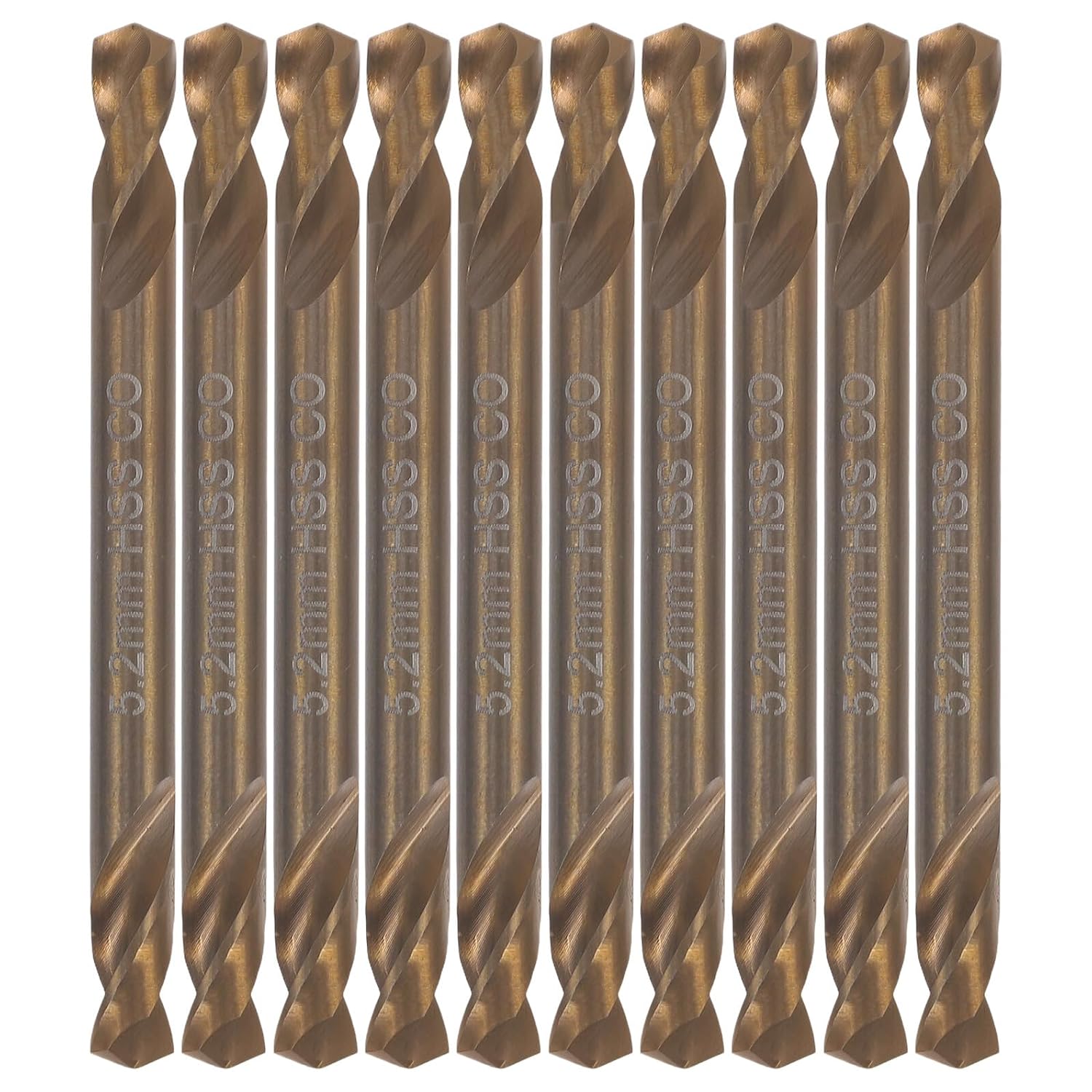Cabilock 10pcs 5.2mm Cobalt Hss Double-Ended Drill Bits Set for Stainless Steel, Aluminum, Plastic Wood, Multipurpose Metalworking Short Twist Drill Bits for Industrial Use