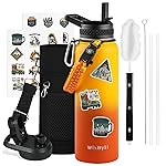 WixByti 40 oz Insulated Water Bottle with Straw (Cold for 48 Hrs), Stainless Steel Triple Wall Vacuum Sports Water Jug, Leakproof Hydro Cup Flask with Paracord Handle & Straw Spout Lids & DIY Stickers
