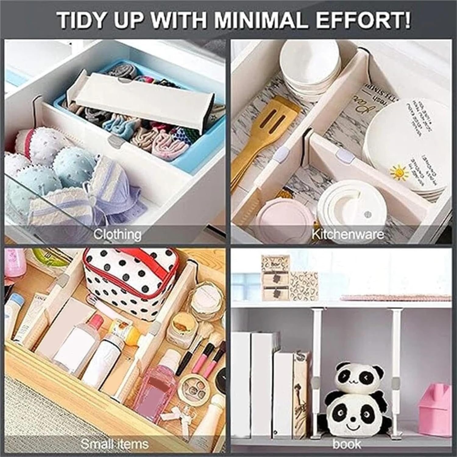2 Pcs Retractable Drawer Divider Expandable Partitions Plate Wardrobe Closet Separator Dressers Organiser For Clothes(L)