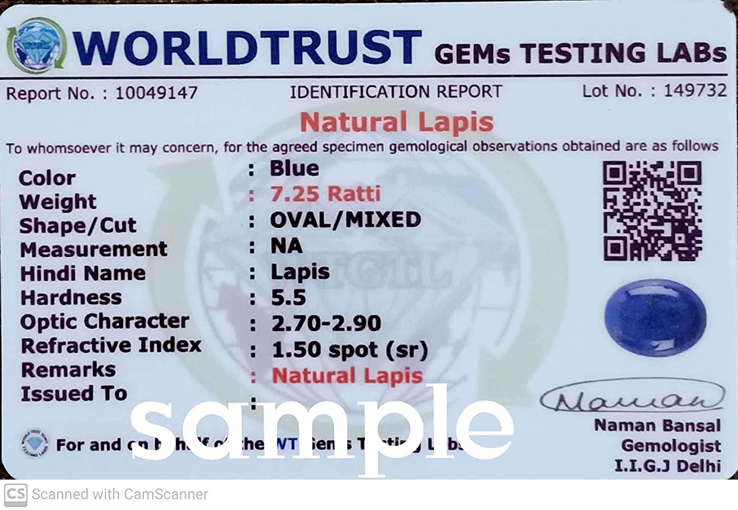 Pierre précieuse lapis-lazuli Lazwart poids 7,25 carats certifié lapis lazuli bleu non chauffé non traité bague réglable par laboratoire certifié pour homme et femme, Plaqué argent, Lapis