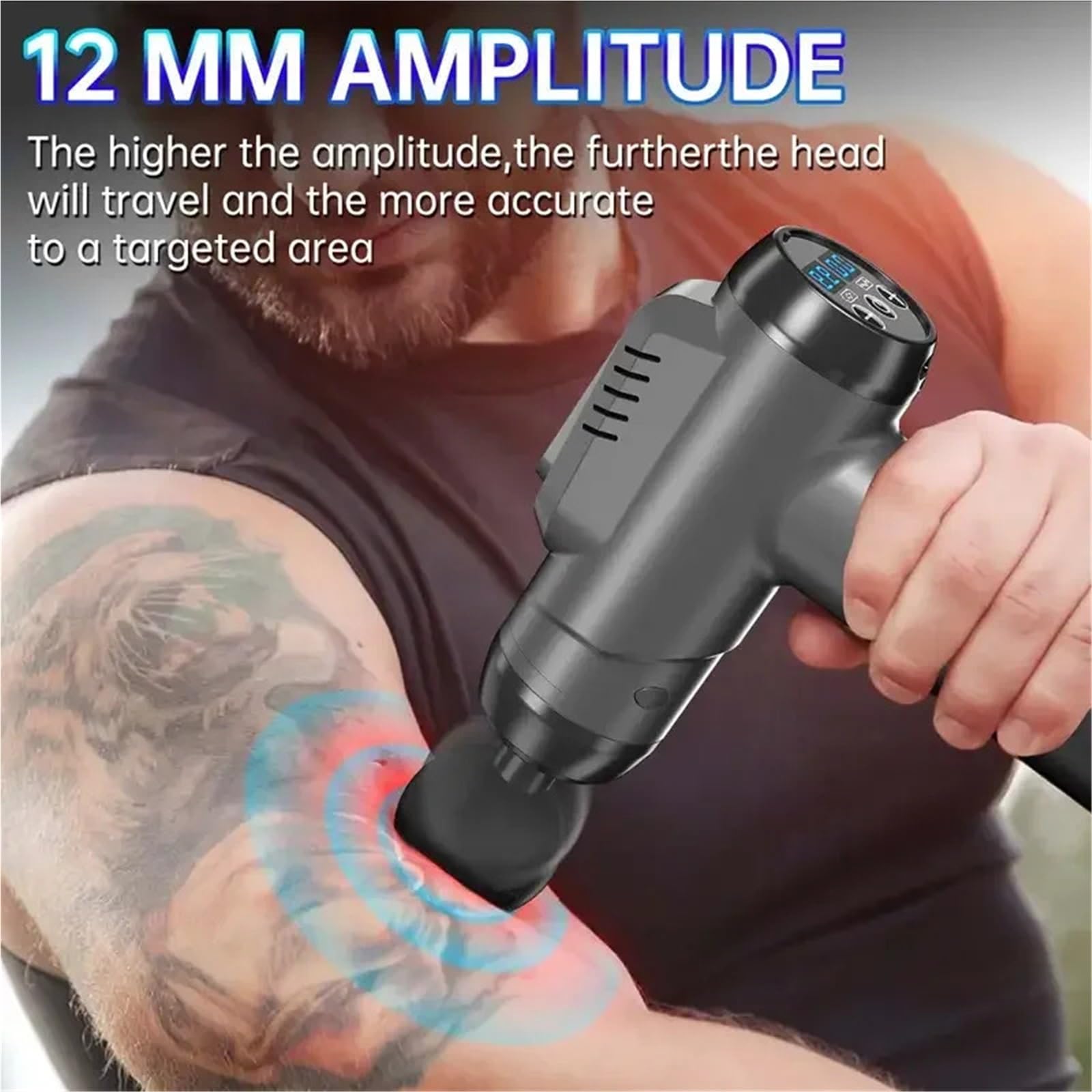 Pistola de Masaje, Masajeador Eléctrico Con Pistola De Masaje Muscular Profundo 8 Cabezales para Relajación Muscular