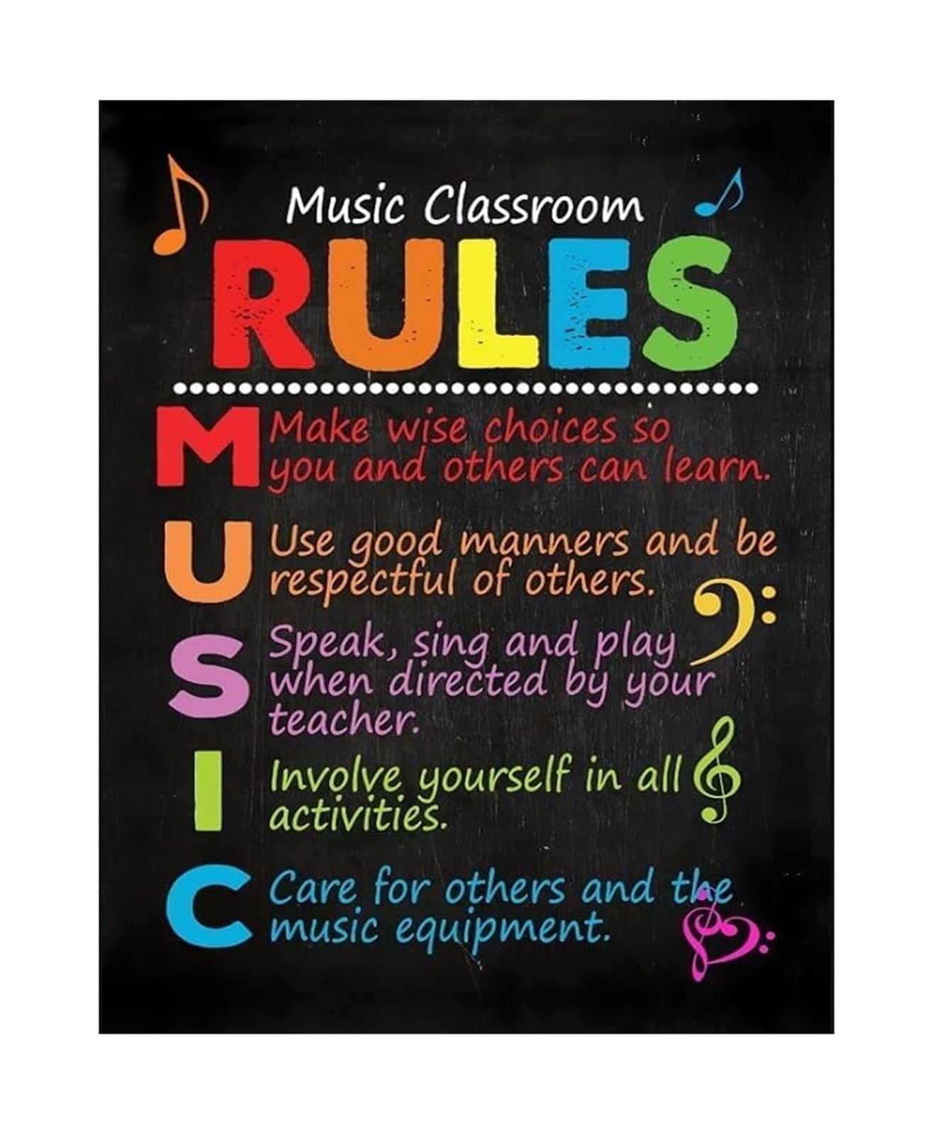 IDGTTLDF Music Classroom Rules Poster Behavior Expectations Chart Educational Wall Decor for Elementary Music Teachers and Behavior Unframed,16x24inch(40x60cm)