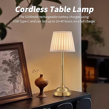 Mr. White Mr. White Cordless Wireless Rechargeable Touch Battery Operated LED Dimmable Powered Table Lamp for Bedroom Bedside Dining Dinner Restaurant Kitchen (Bronze) photo 5