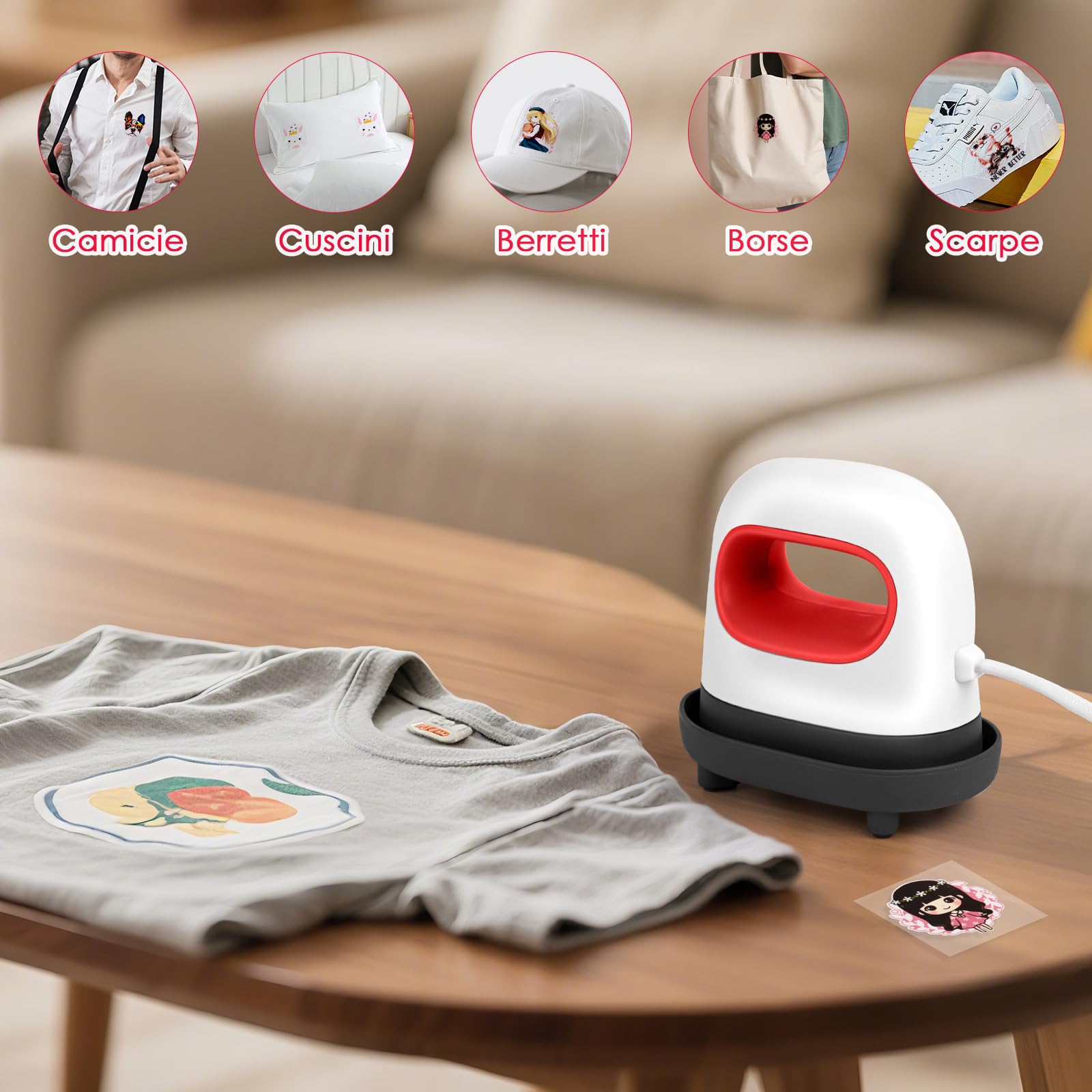 Mini Pressa a Caldo, Stampante per Tessuti con 3 Modalità, Pressa a Caldo Portatile per T-shirt, Cappelli, Scarpe, Borse