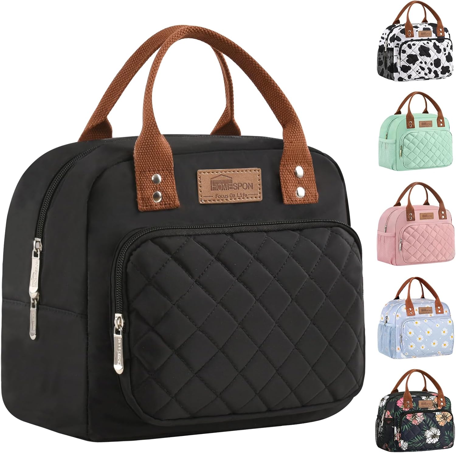 HOMESPON Insulated Lunch Bag Water Resistant Tote with Pockets