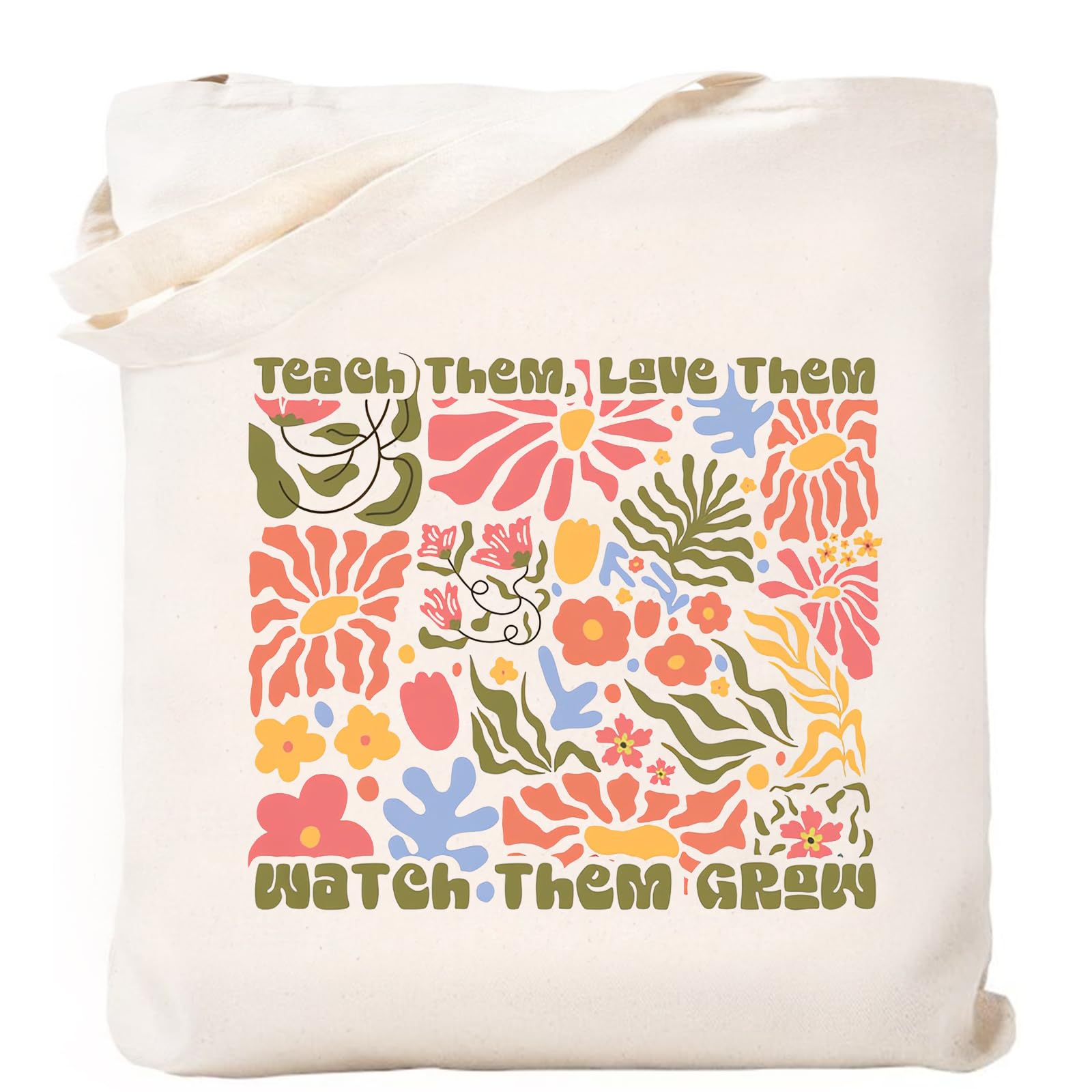 Kimoli Teacher Appreciation Gifts School Canvas Tote Bags Aesthetic Travel Beach Bag Summer Reusable Grocery Shopping Bag