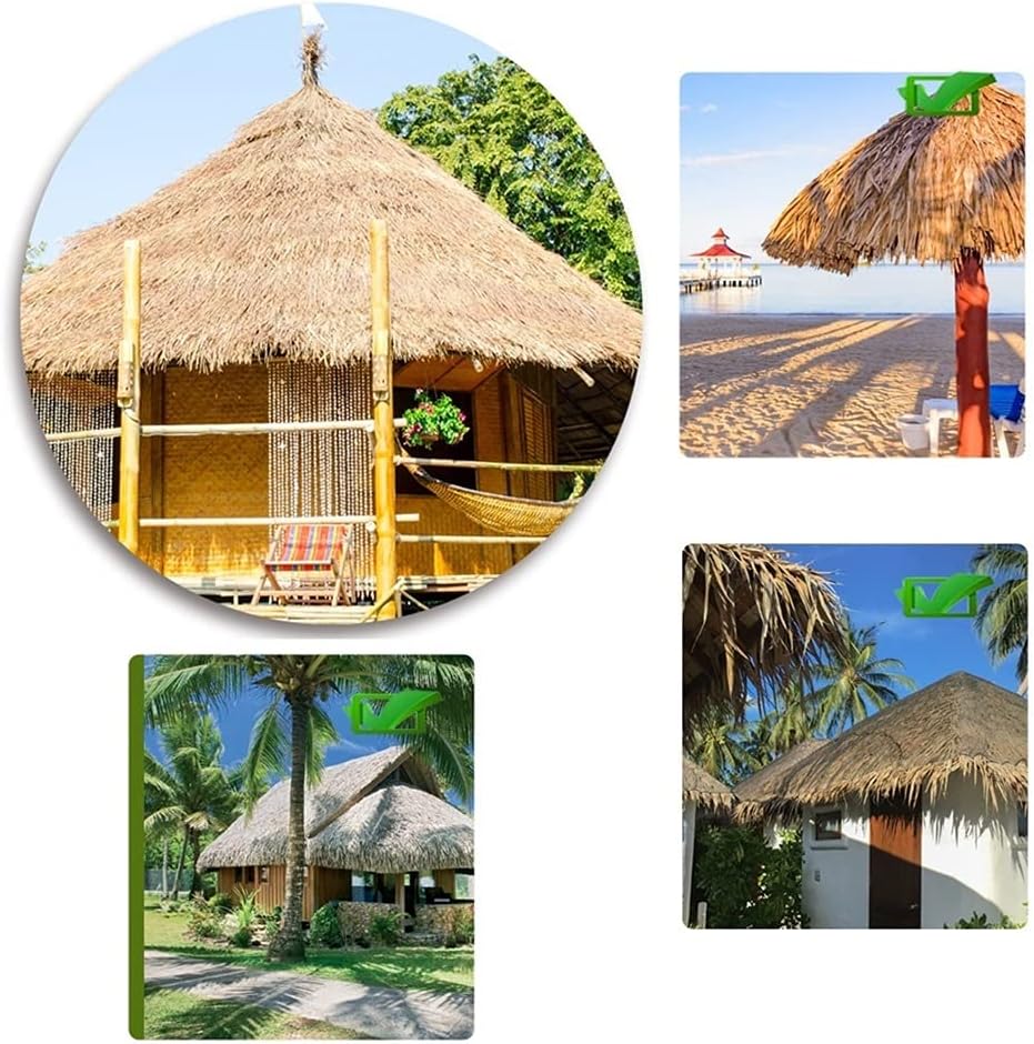 Simulation Thatched Rolls Tiki Hut Grass Skirting Roof Tiki Bar Grass Duck Blind Grass for Thatch Roofing Tiki Bar Decorations Roll Palm Palapa Straw Thatch Roof for Fence Party(Yellow a,0.5x2m)