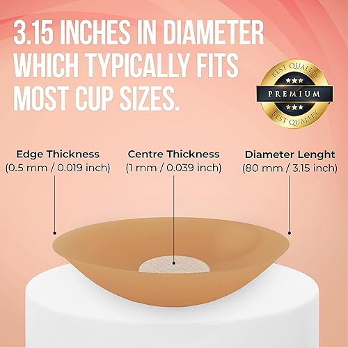 Vista 6 de FASHLON Cubiertas de silicona para pezones (2 pares, seguras para pieles sensibles, ultrafinas, se adapta a copas A-E), cubiertas para pezones