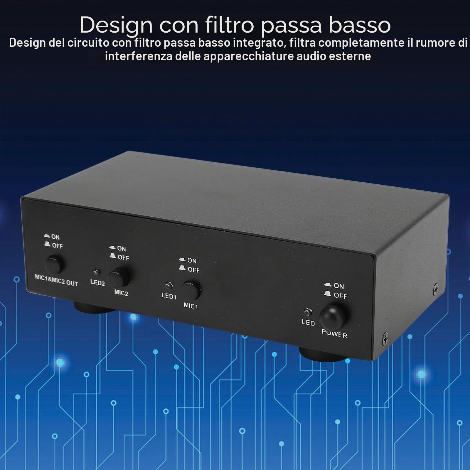 Alimentazione , Alimentazione a 2 Canali 48 V con Cavo XLR, Alimentatore Universale per Apparecchiature di Registrazione Musicale, Filtro Passa-basso