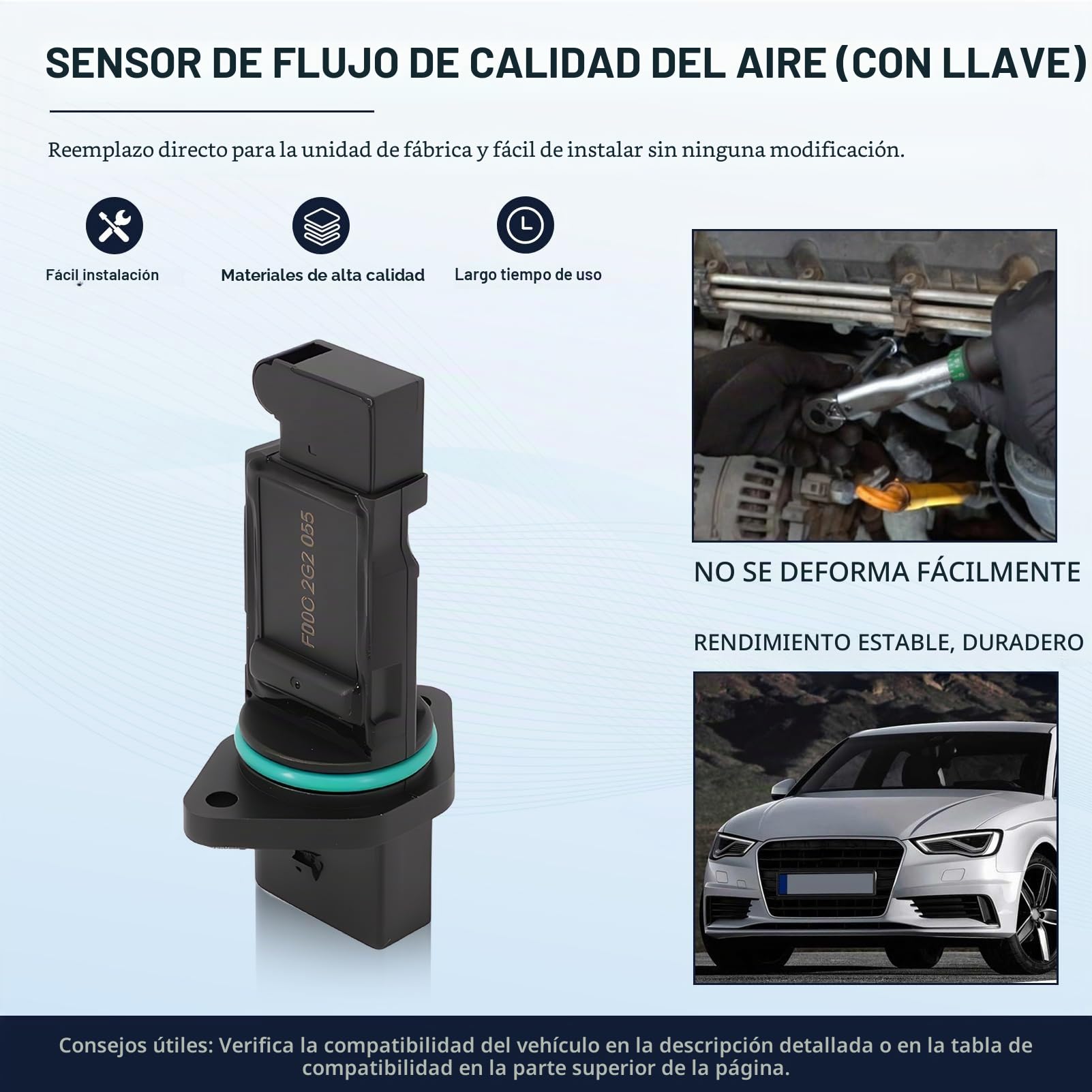 Sensor de Flujo de Aire Masivo Caudalímetro para A3 A4 Golf 4 Bora Altea Cordoba Leon Toledo Golf Polo F00C2G2055 Medidor de Flujo de Aire 5 Pines