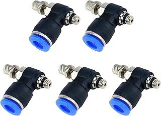 Sydien 5Pcs 6mm Tube to M5 Male Thread Push in to Connect Fittings Pneumatic Flow Speed Control,Air Flow Control Valve