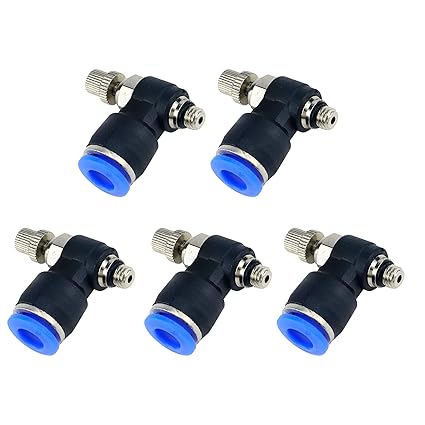 Sydien 5 Pcs 6mm Tube to M5 Male Thread Push in to Connect Fittings Pneumatic Flow Speed Control,Air Flow Control Valve