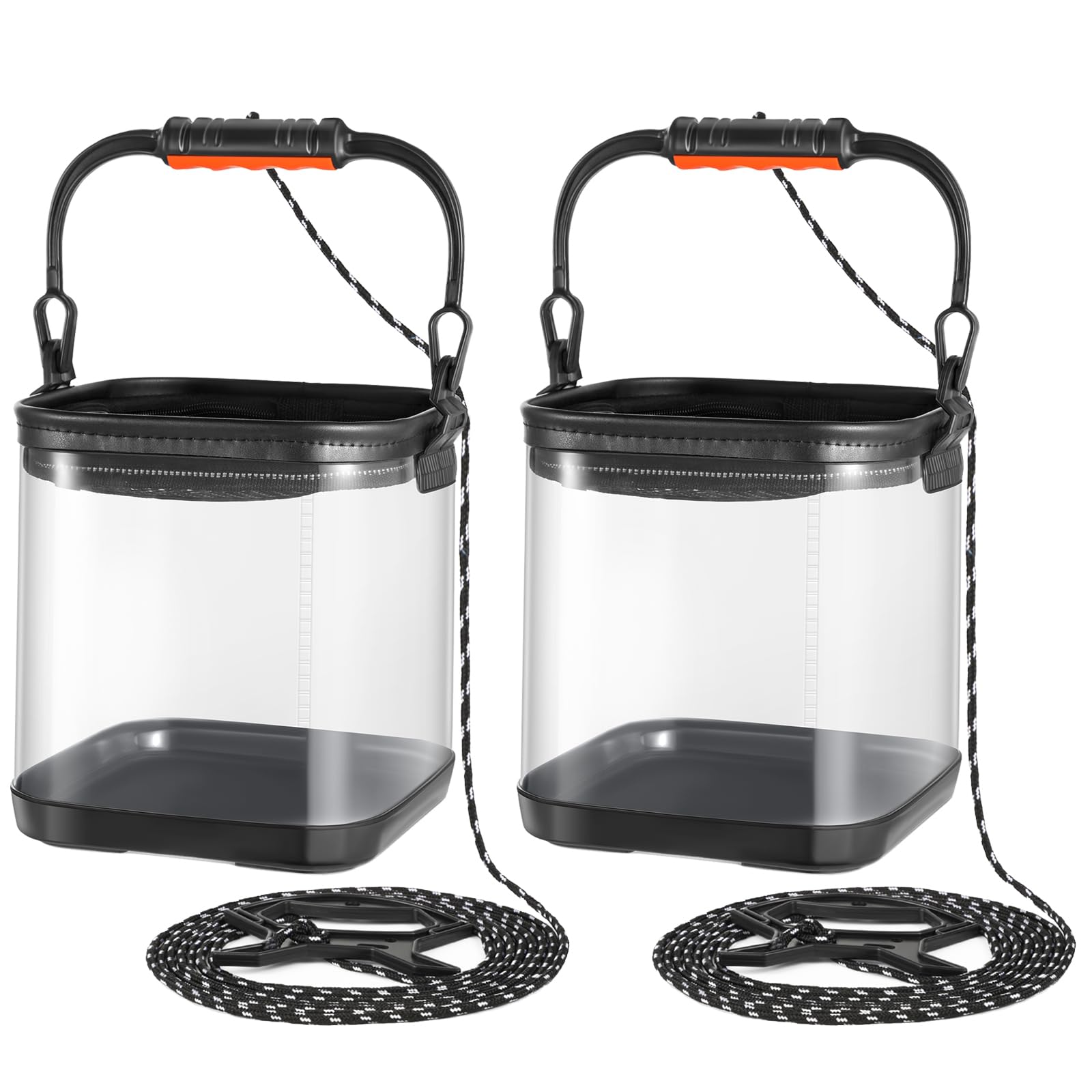 PONDON2.5 Gallon Outdoor Aquarium Kit, Portable Plastic Fish Bowl for Ocean Adventure, Great Concept for Catching and Release Critters, Ideal for Beach, Pool and Lake (2 Pack)