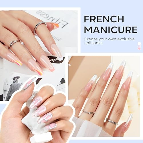 Miniatura 7 de Modelones Herramienta de punta francesa 6 piezas de sellos de uñas francesas, kit de manicura francesa adecuado para bricolaje junto con esmalte de
