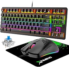 Teclado y Mouse con Almohadilla de Mouse, Shell de Honeycomb de Juego G-Pro Ratones, Teclado TKL, teclados mecánicos Negros, Dispositivos de Ratones y Entrada, Teclado RGB Matón de Ratones de Mouse