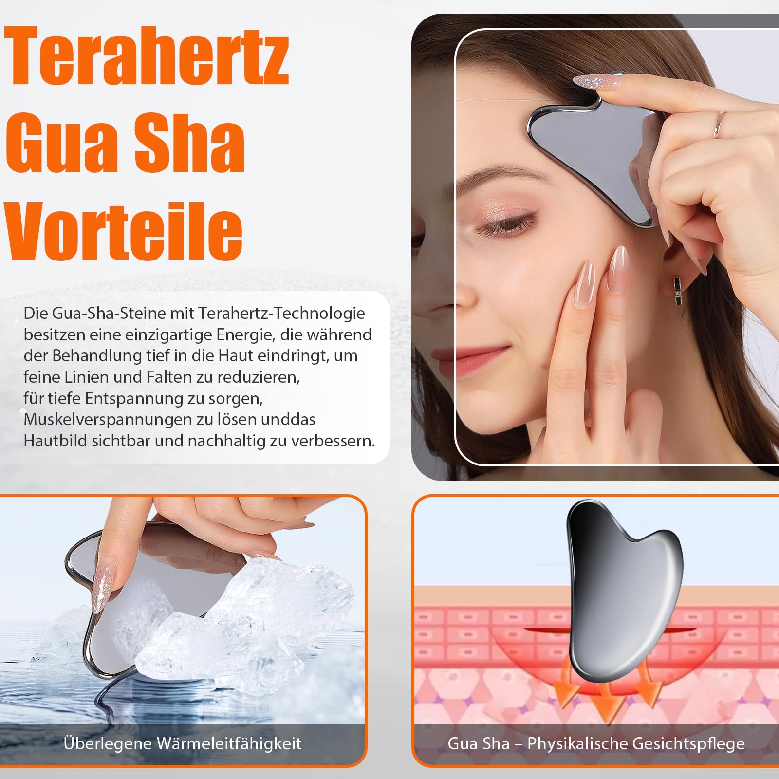 Terahertz Gua Sha ，guasha stein für Gesichtsmassage， Terahertz Energie – Straffend, Abschwellend, Anti-Aging, Anti-Falten，Dünnes Terahertz-Gua Sha für Gesicht, Augenbereich, Hals und Körper.