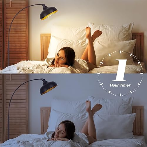 Miniatura 6 de Lámparas de pie de arco bronce, lámparas de pie para sala de estar con control remoto, interruptor de pie, pantalla de metal, lámpara de pie