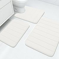 Vista 11 de Buganda - Juego de 3 alfombras de baño con espuma viscoelástica gruesa y suave, absorbentes, antideslizantes, lavables, distintos tamaños