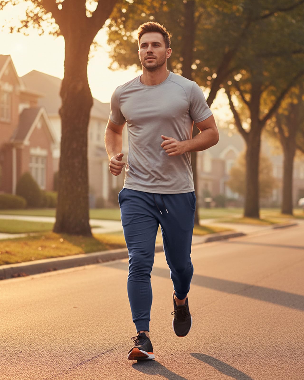 BUXKR Schlanke Herren-Jogginghose für Fitnessstudio, Laufen und Bodybuilding, athletische Jogginghose mit tiefen Taschen