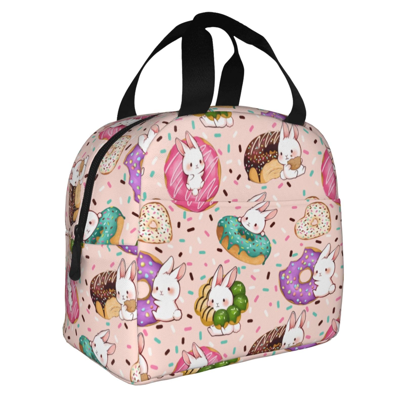 Lonchera de dona, bolsa de almuerzo portátil aislada para mujeres y hombres, bolsa de mano con bolsillo frontal para el trabajo PicnicTrave