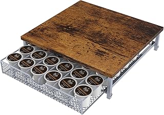 Coffee Pod Drawer for Counter K Cup Organizer Drawer with Sliding Baskets K Pod Storage Drawer with 36 Capacity Coffee Pod Storage for K Cups, Silver