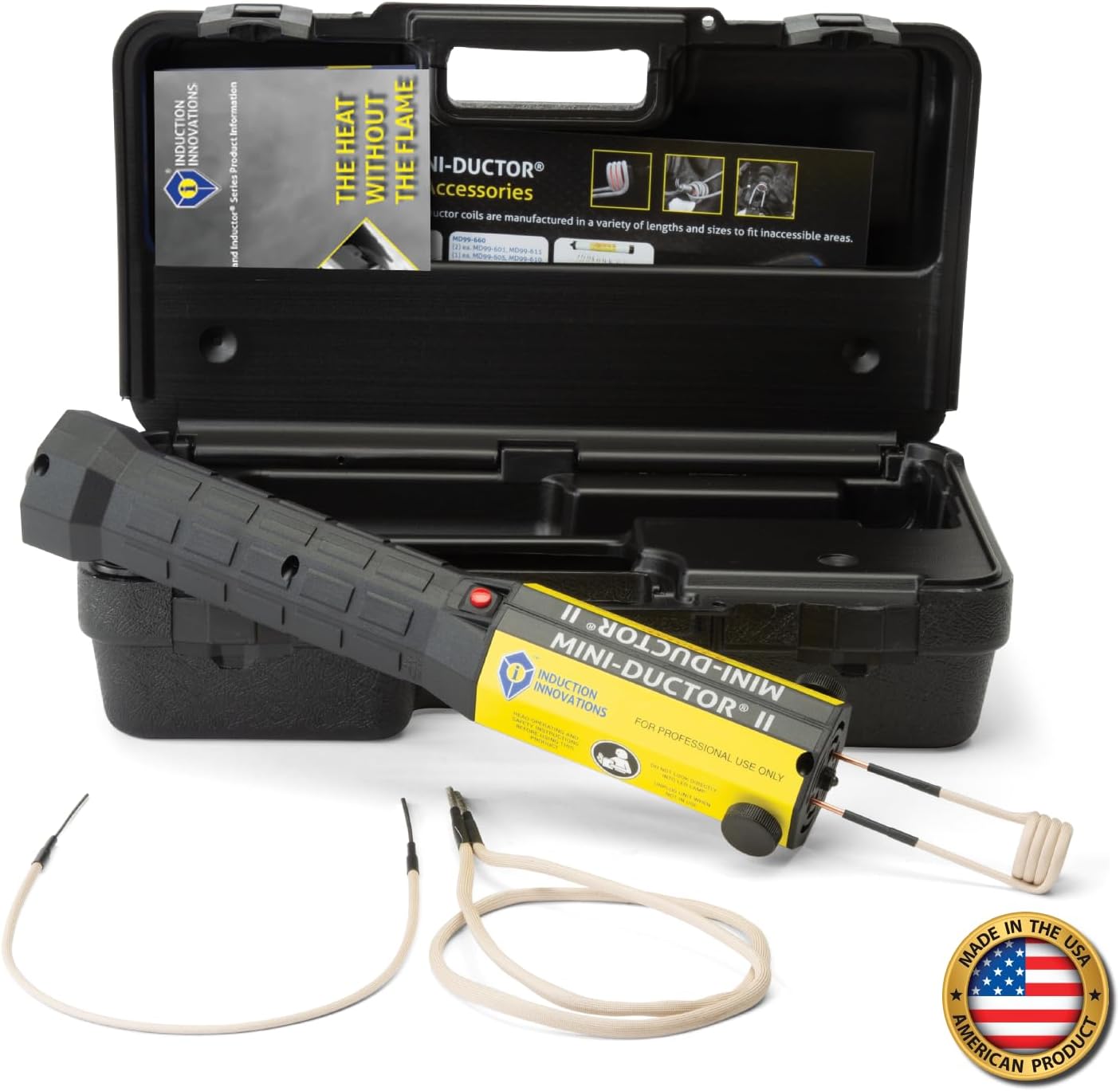 Induction Innovations - The Original Mini-Ductor II (MD-700) - Handheld Induction Heater with 3 Basic Coils, Rugged Carrier Case & Operations Manual to Safely Remove Nuts, Bolts, Bearings, & More
