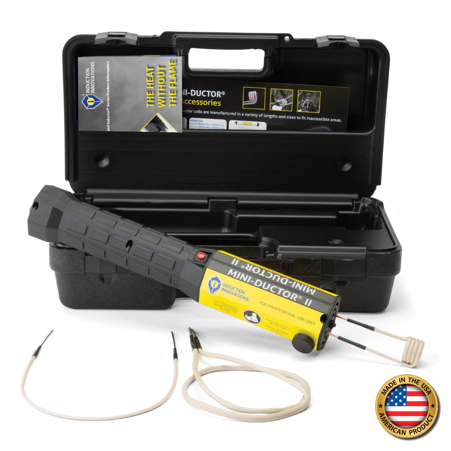 Induction Innovations - The Original Mini-Ductor II (MD-700) - Handheld Induction Heater with 3 Basic Coils, Rugged Carrier Case & Operations Manual to Safely Remove Nuts, Bolts, Bearings, & More