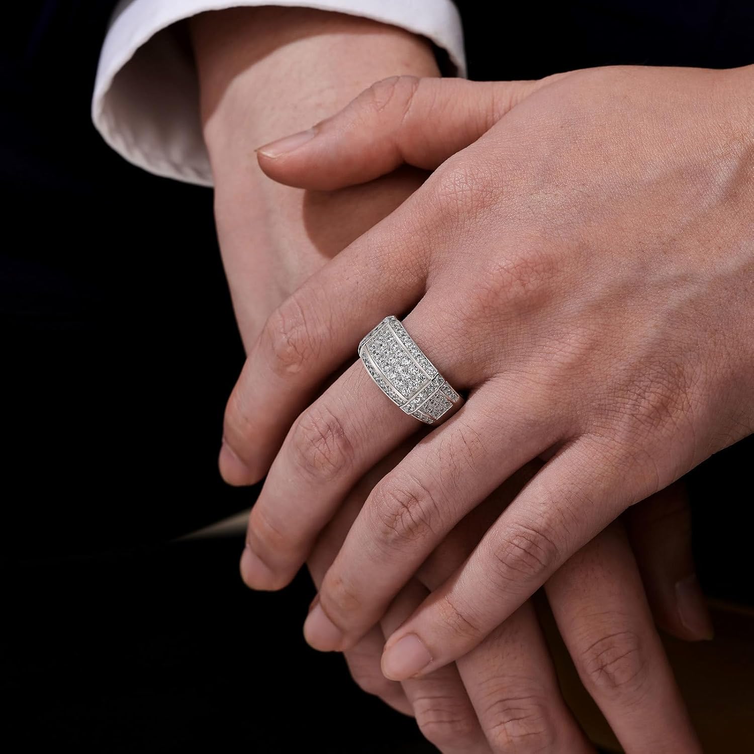 SHELOVES Moissanite Mens Wedding Bands Round Cut D Color VVS1 925 Sterling Silver Promise Wedding Rings Gift for Him Size 8-13 - Image 7