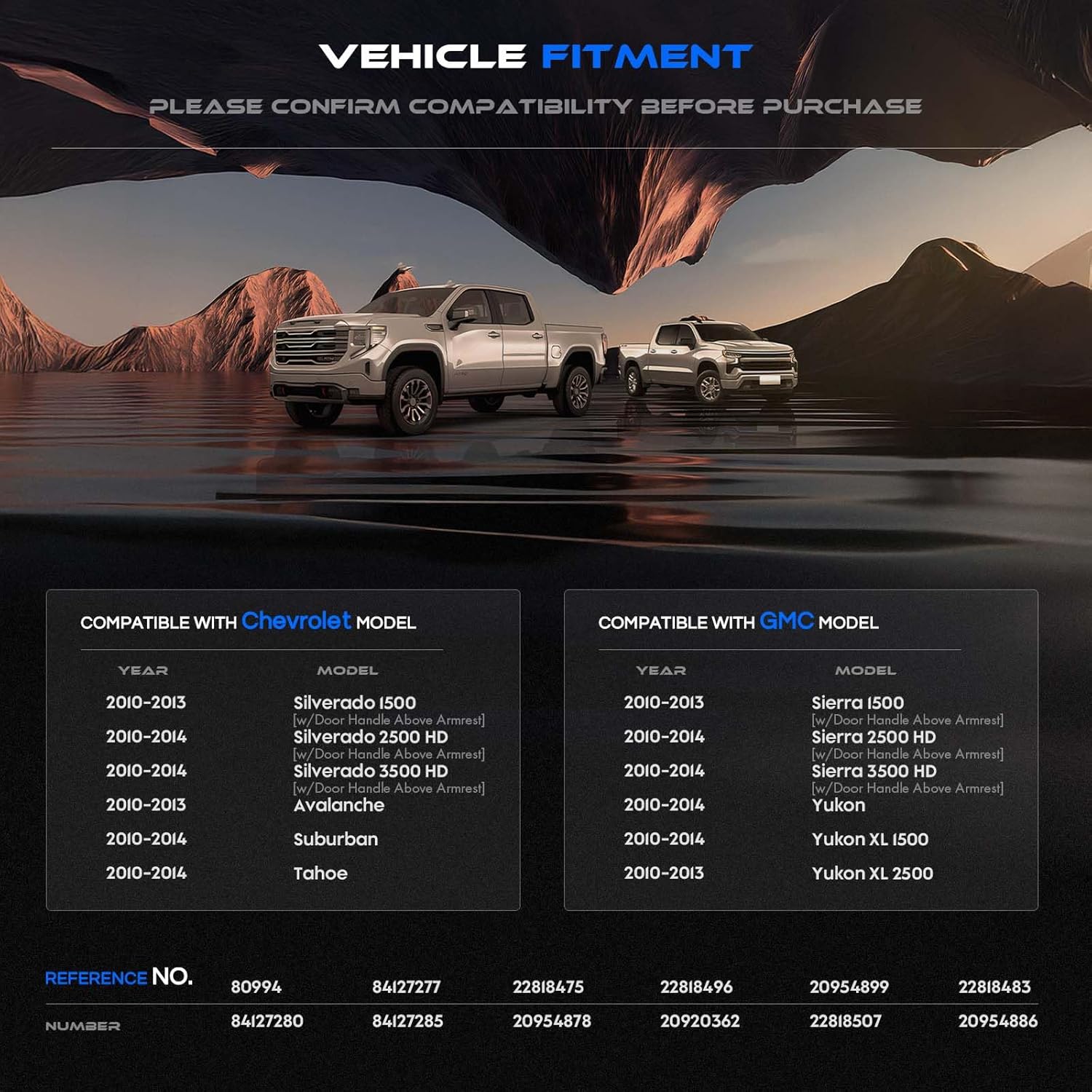 80994 Front Left Driver Side Armrest Repair Kit Fit for Chevy Silverado Suburban Tahoe Avalanche For GMC Sierra Yukon 2010-2014 Door Panel with Release Handle Above Armrest 27In - Black - GM# 84127280