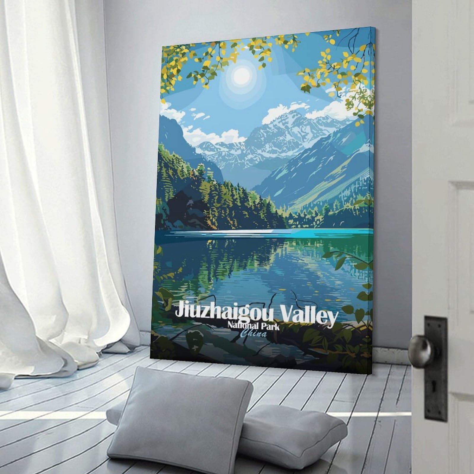 Junmoney Jiuzhaigou Valley National Park, China Canvas Art Print, 24x36inch(60x90cm), for Wall Displays, Bedrooms Or Room Updates, Home Wall Art for Statement Displays