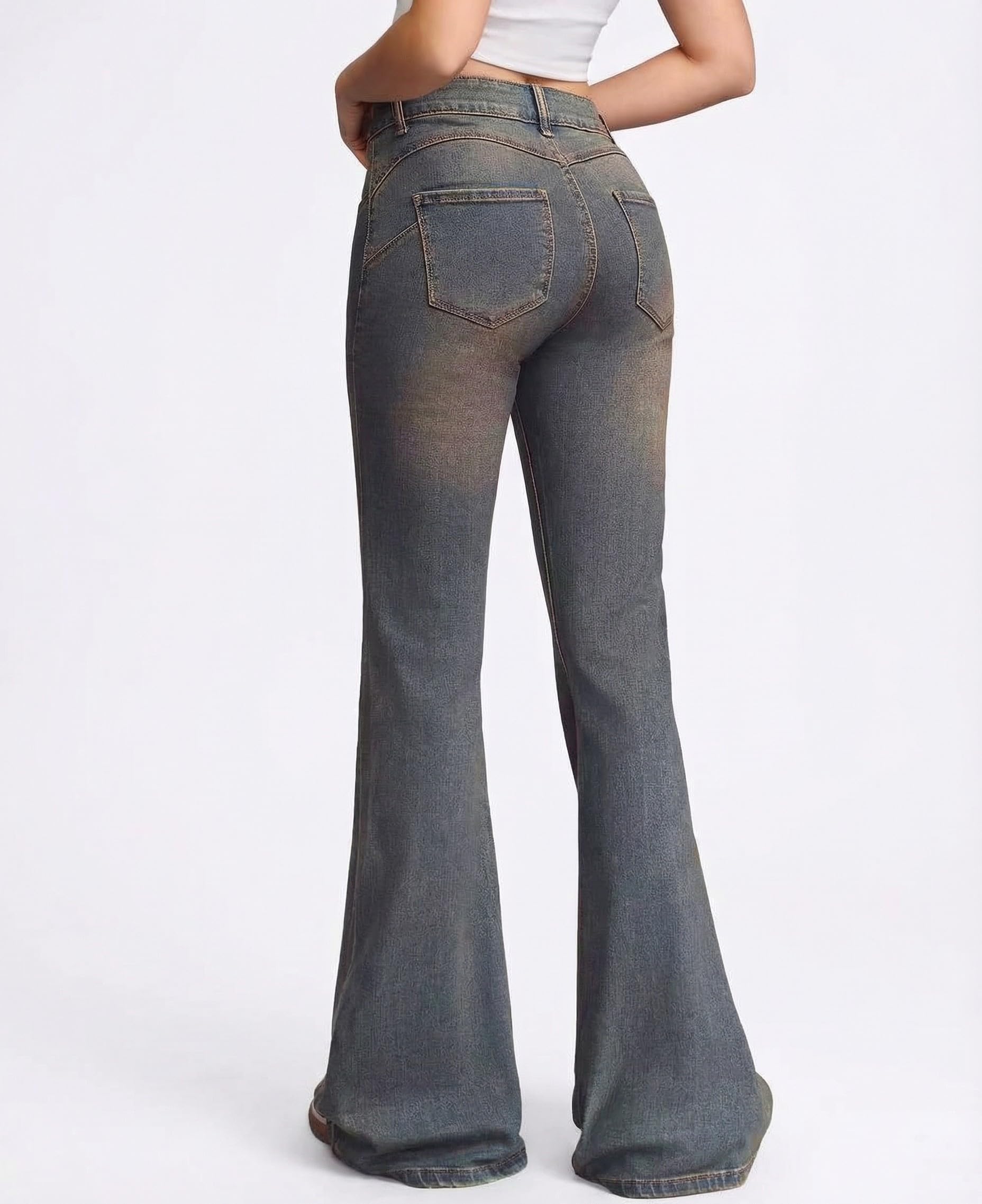 Jeans Donna Zampa Elasticizzati Push Up, Effetto Modellante, vestibilità Slim, Stile Casual ed Elegante