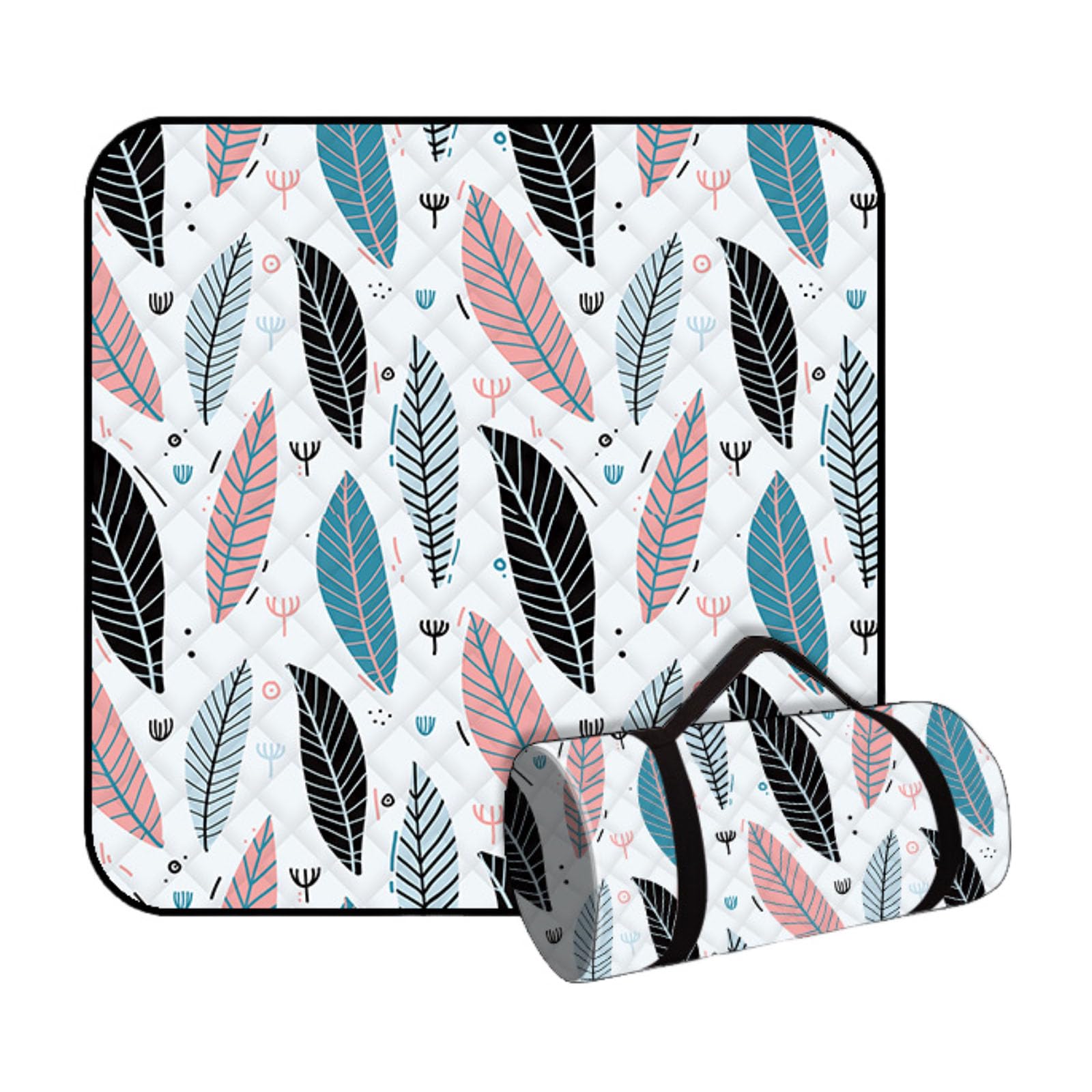 Couverture de Pique Nique Compacte, Nappe Pique Nique Impermeable Couverture de Camping Léger et Portable Tapis de Plage Anti Sable (Empreinte de Feuille 9,300x300cm)