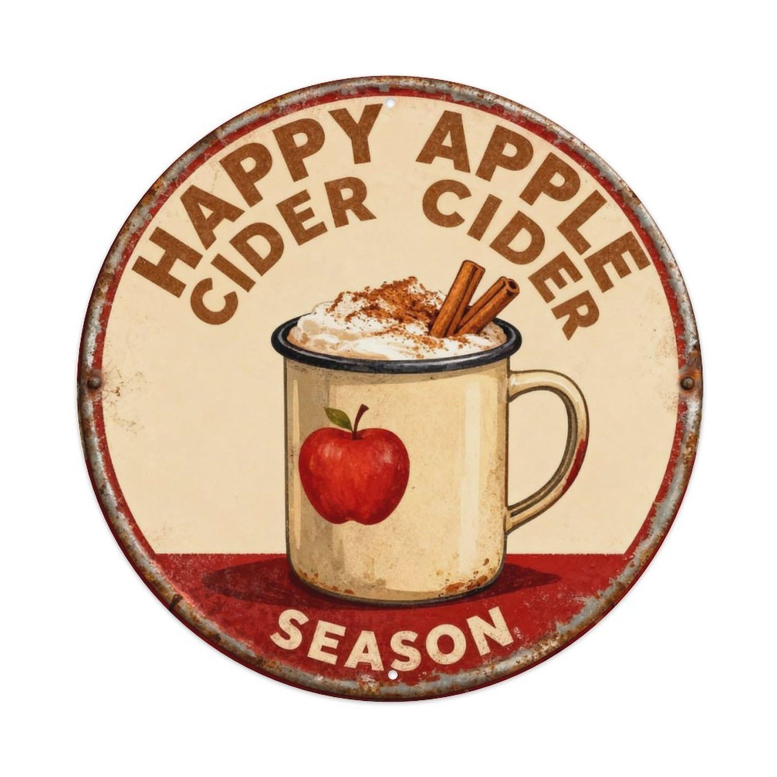 Happy Apple Cider Season Metal Tin Sign Plaque