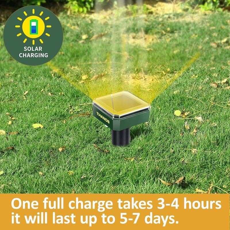 THANOS Solar Mole Repellent Stakes Groundhog Repeller Gopher Deterrent Spike Trap Get Rid of Voles from Garden Outdoor